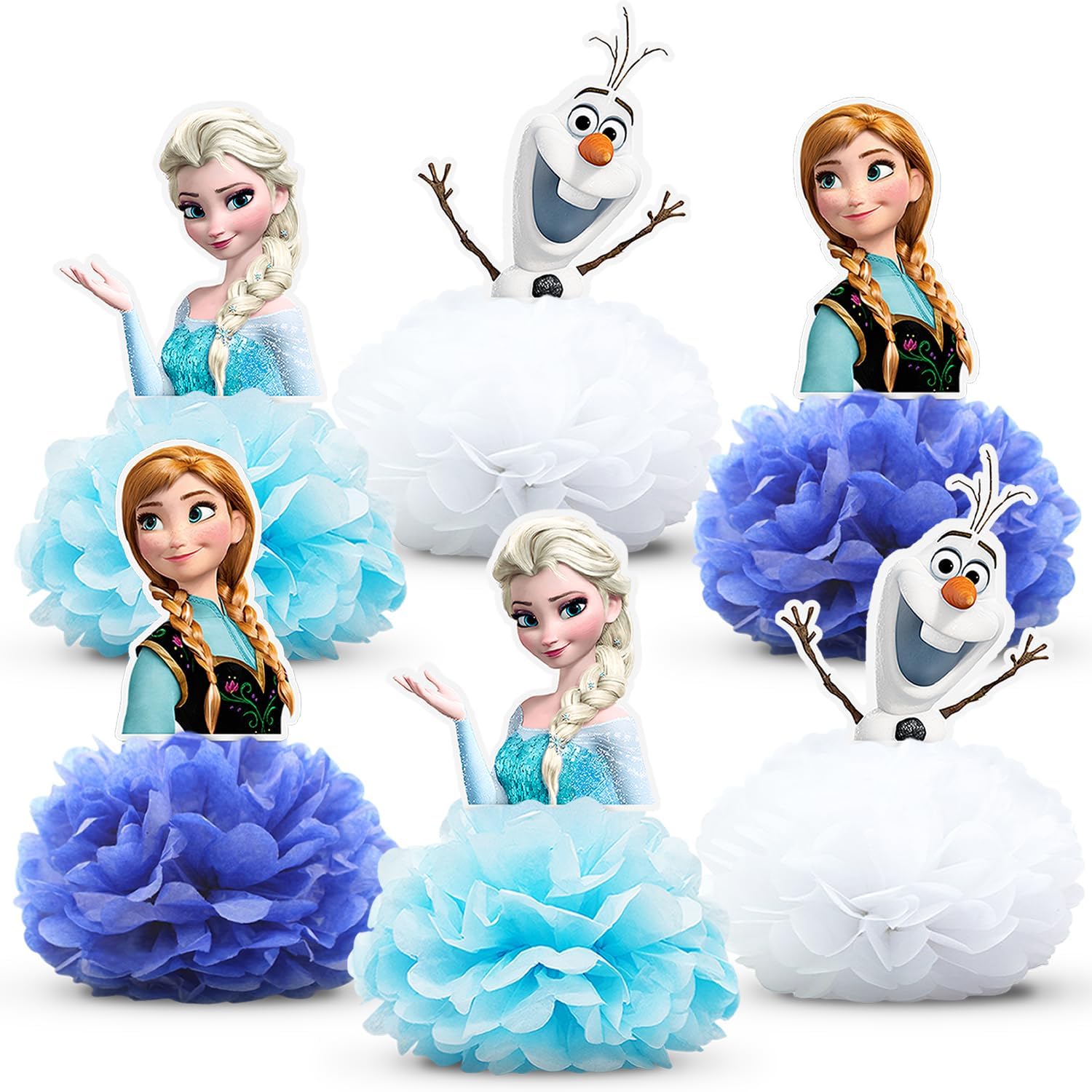 6pcs Frozen Honeycomb Centerpiece Party Supplies Mesas Decoraciones Papel Centros de mesa Decoración de mesa de cumpleaños Azul Blanco