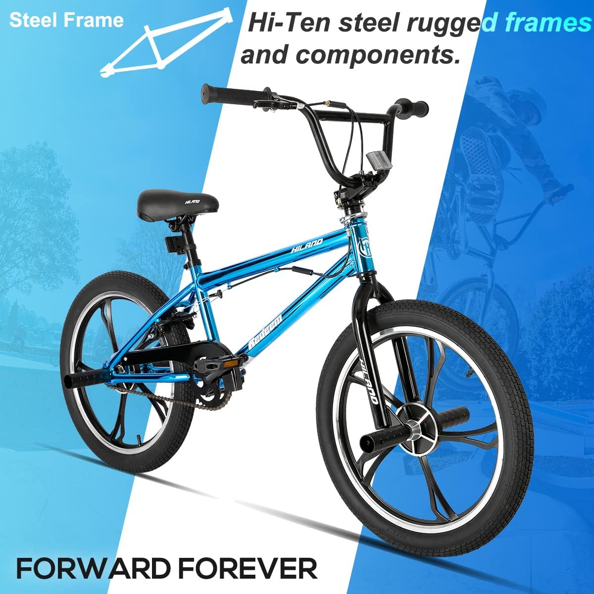 Hiland – Bicicleta BMX para niños y niñas de 5 a 12 años, rotor de 360 grados, 4 clavijas de una sola velocidad, varios colores