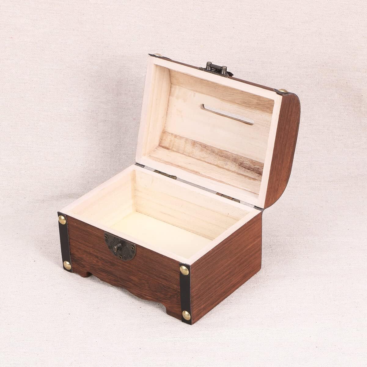 Zerodeko Cofre de madera del tesoro, alcancía, caja de almacenamiento de dinero, caja de almacenamiento de monedas para niños, caja de bloqueo con