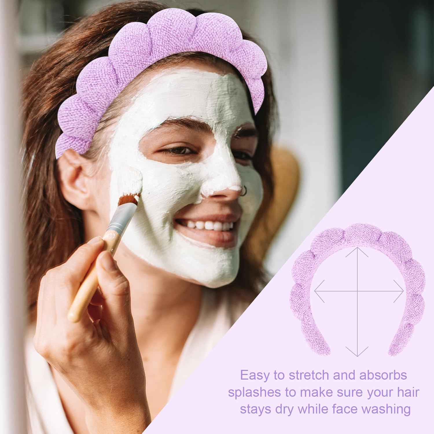 Juego de 6 diademas y muñequeras de spa, tela de rizo suave y microfibra, para el cuidado de la piel de las mujeres, maquillaje, baño, yoga, regalo