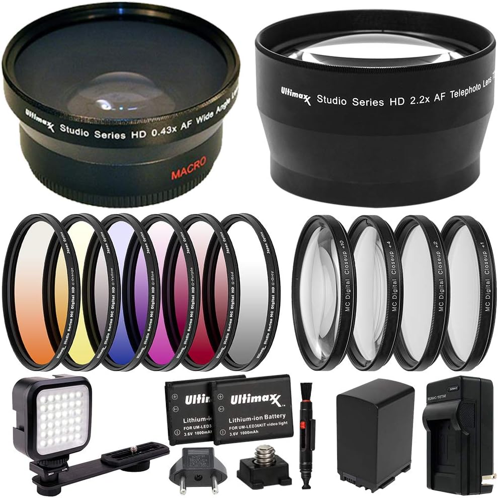 Ultimaxx Paquete de accesorios de batería profesional compatibles con Canon VIXIA HF G40, HF G50, HF G60, HF G70, XA40, XA45, XA50, XA55, XA60,