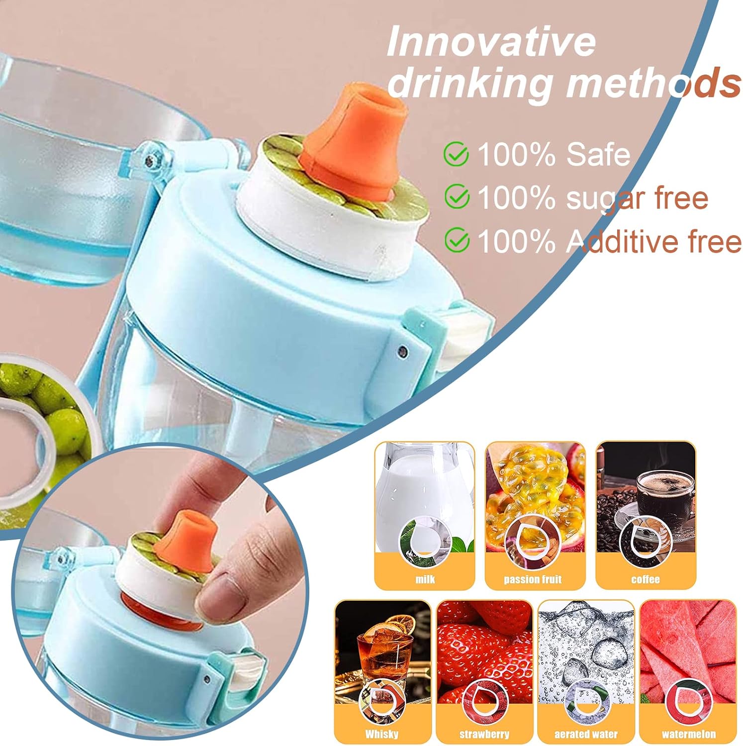 1 unidad de cápsulas de sabor para botella de agua Alr Up, cápsulas de sabor aromático afrutado para botella de bebida Alr con accesorios de