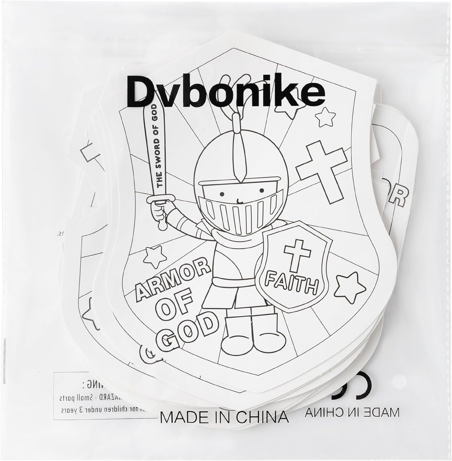 Dvbonike Juego de 24 manualidades de escuela dominical para niños, color tu propia armadura de Dios, tarjeta religiosa cristiana para colorear