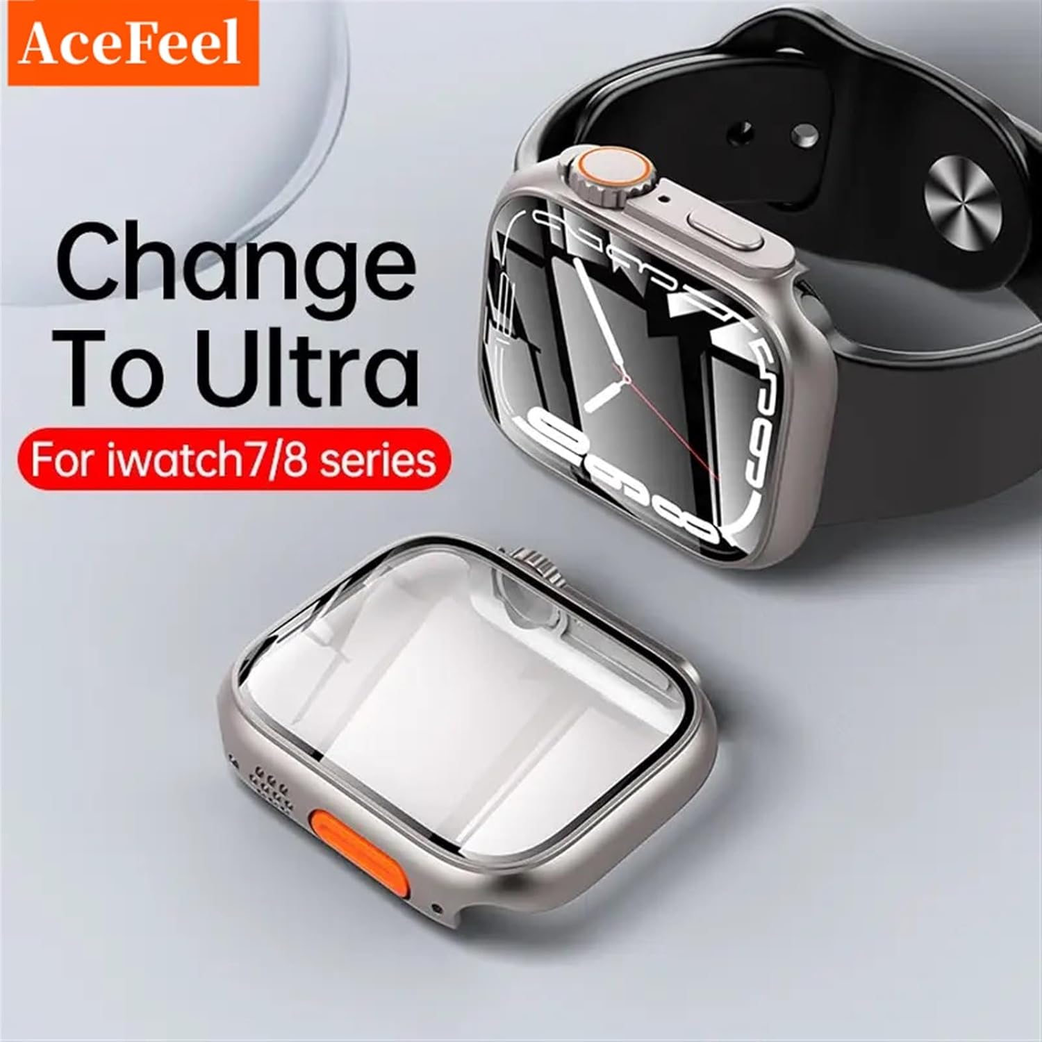 Funda de cristal para Apple Watch de 1.73, 1.77, 1.61, 1.57, 1.57, 1.65 y 1.49 pulgadas, protector de pantalla Ultra Bumper iWatch Series 8, 7, SE,