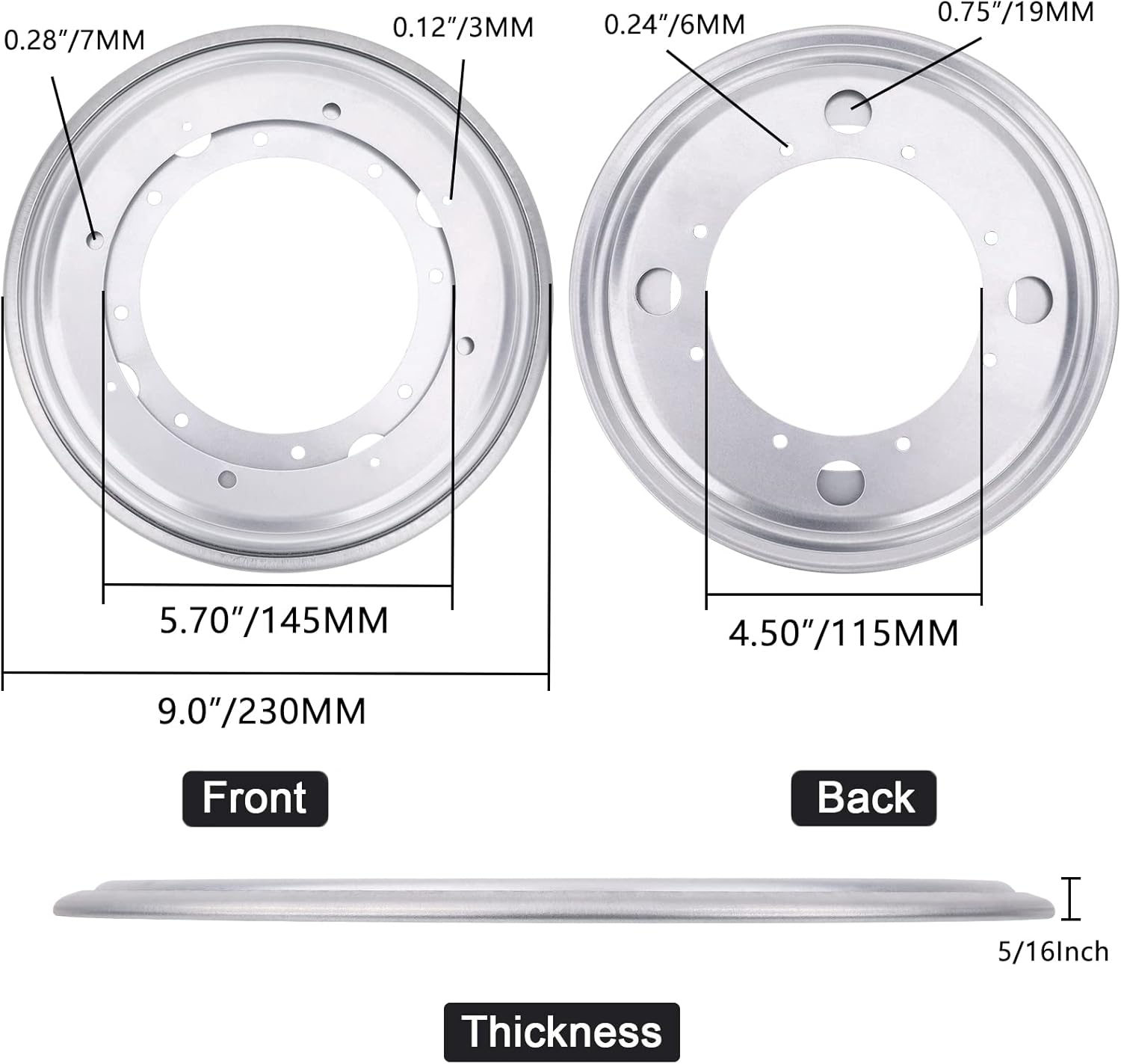 Lazy Susan Hardware – Juego de 3 placas giratorias de rodamiento de bolas de 9 pulgadas de grosor de 516 pulgadas de grosor, capacidad de 750