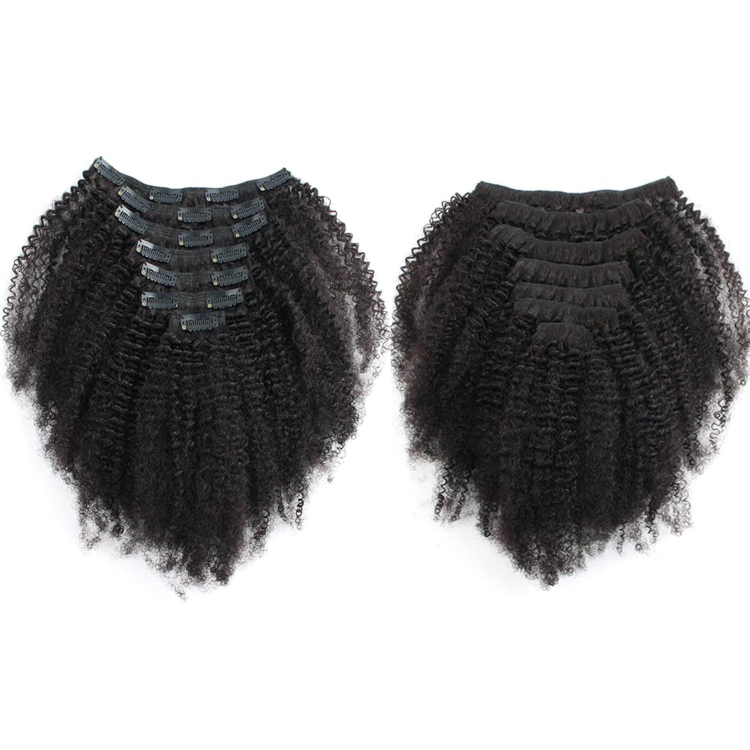 Kabadu – 8 piezas de 4.23 ozjuego de cabello humano rizado afro rizado para mujeres negras, extensiones de cabello humano virgen brasileño 4B 4C
