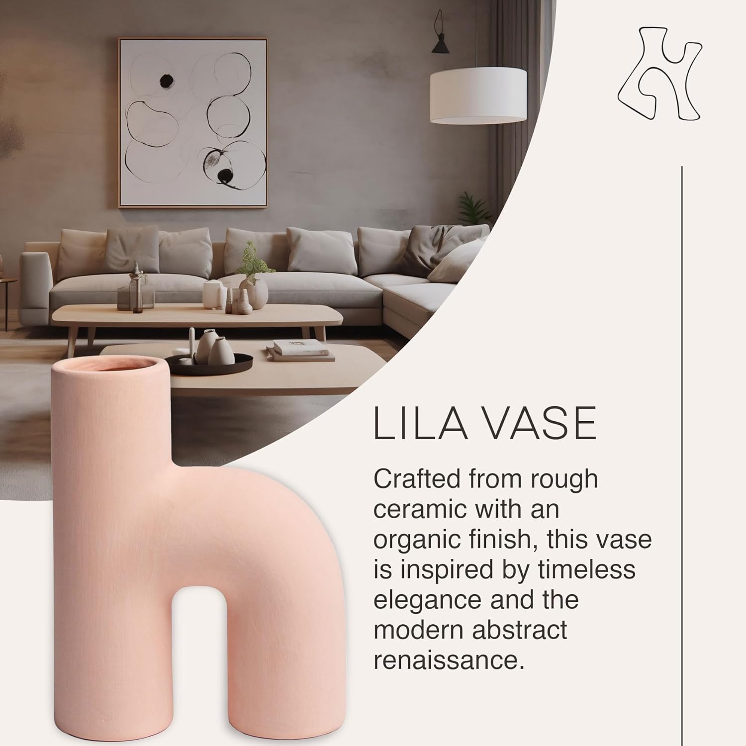 Villa Moda Lila – Jarrón decorativo decorativo abstracto moderno, color rosa