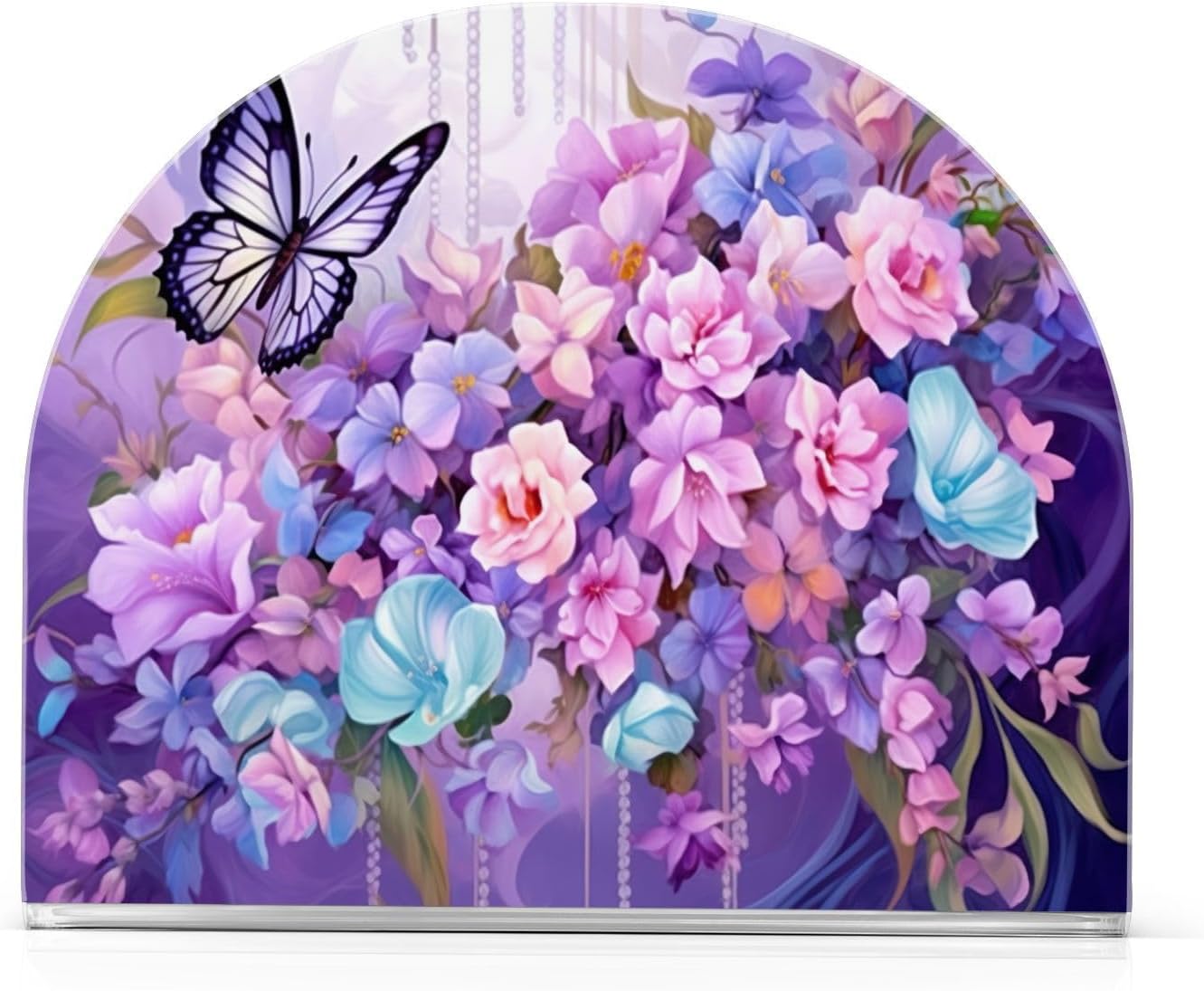 Napkin Holder Butterfly Flowers Napkin Holders for Tables, Clear Acrylic Napkin Holders Cocktail Napkin Holder for Kitchen Restaurant Bar Home Decor