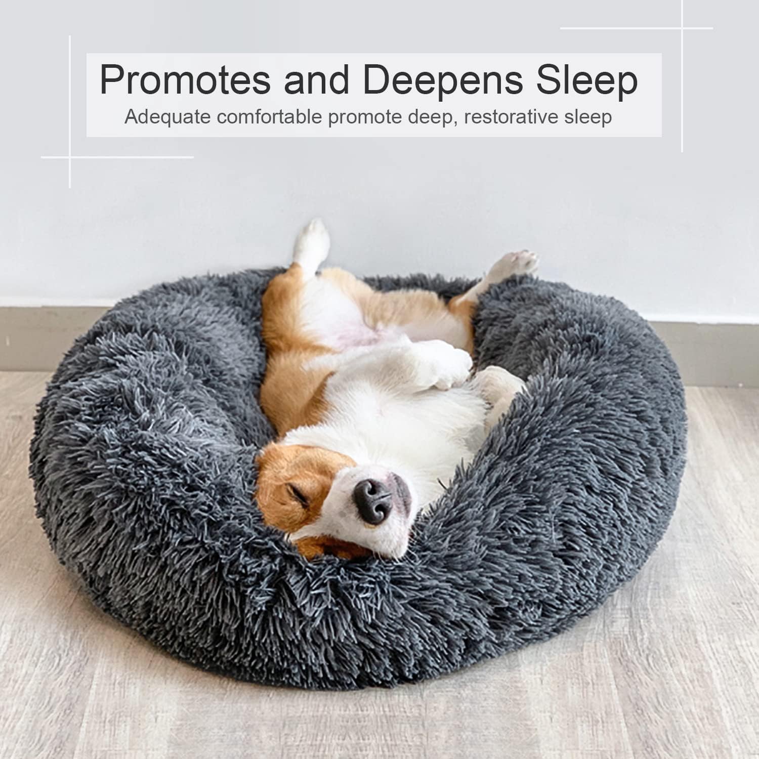 Cama para perros, cama calmante para gatos, almohada de piel sintética para mascotas, cama redonda de felpa para perros y gatos grandes, medianos y