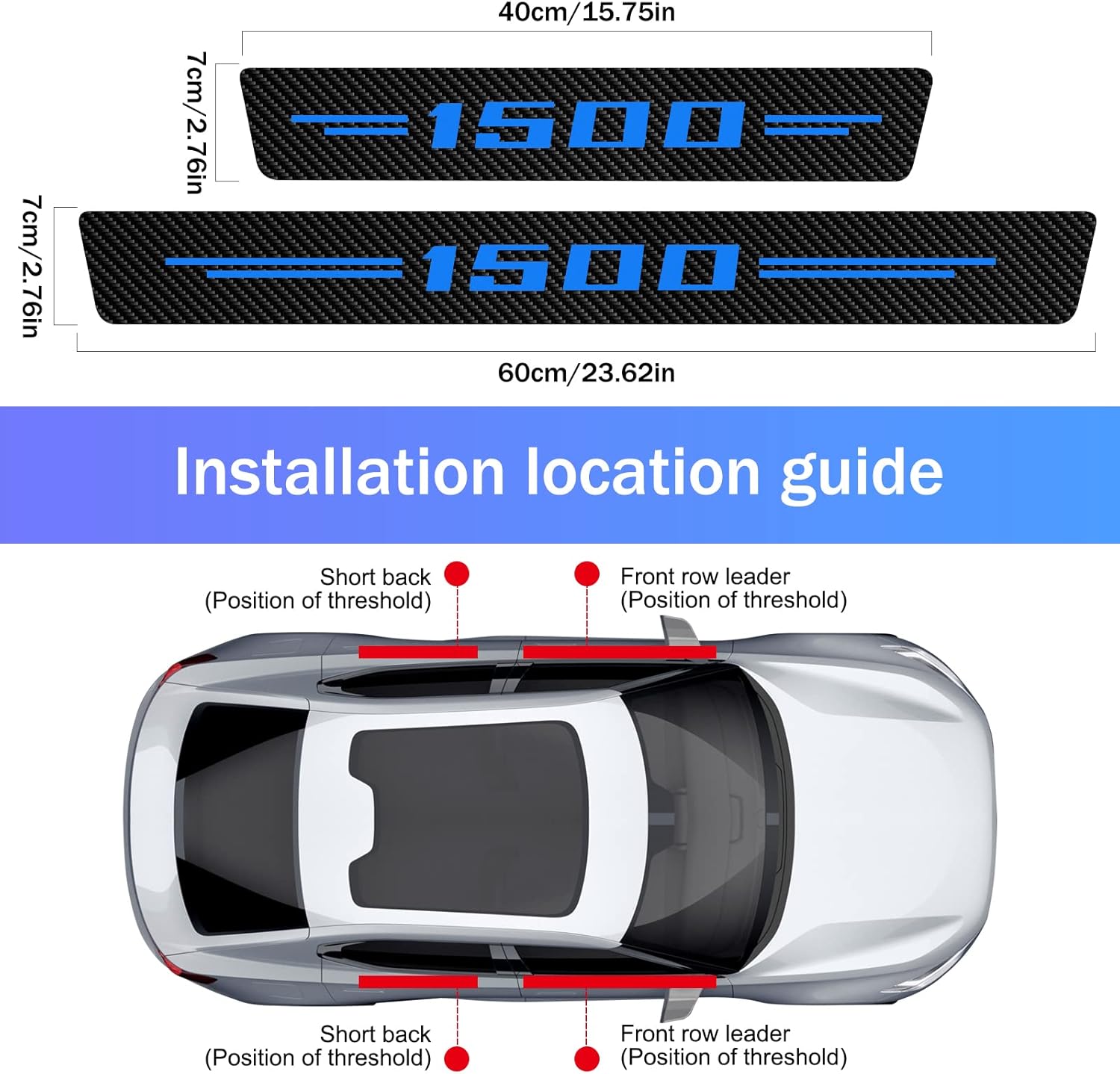 4 unidades para RAM 1500 protectores de umbral de puerta de automóvil, calcomanía de cuero de fibra de carbono para umbral de puerta de automóvil