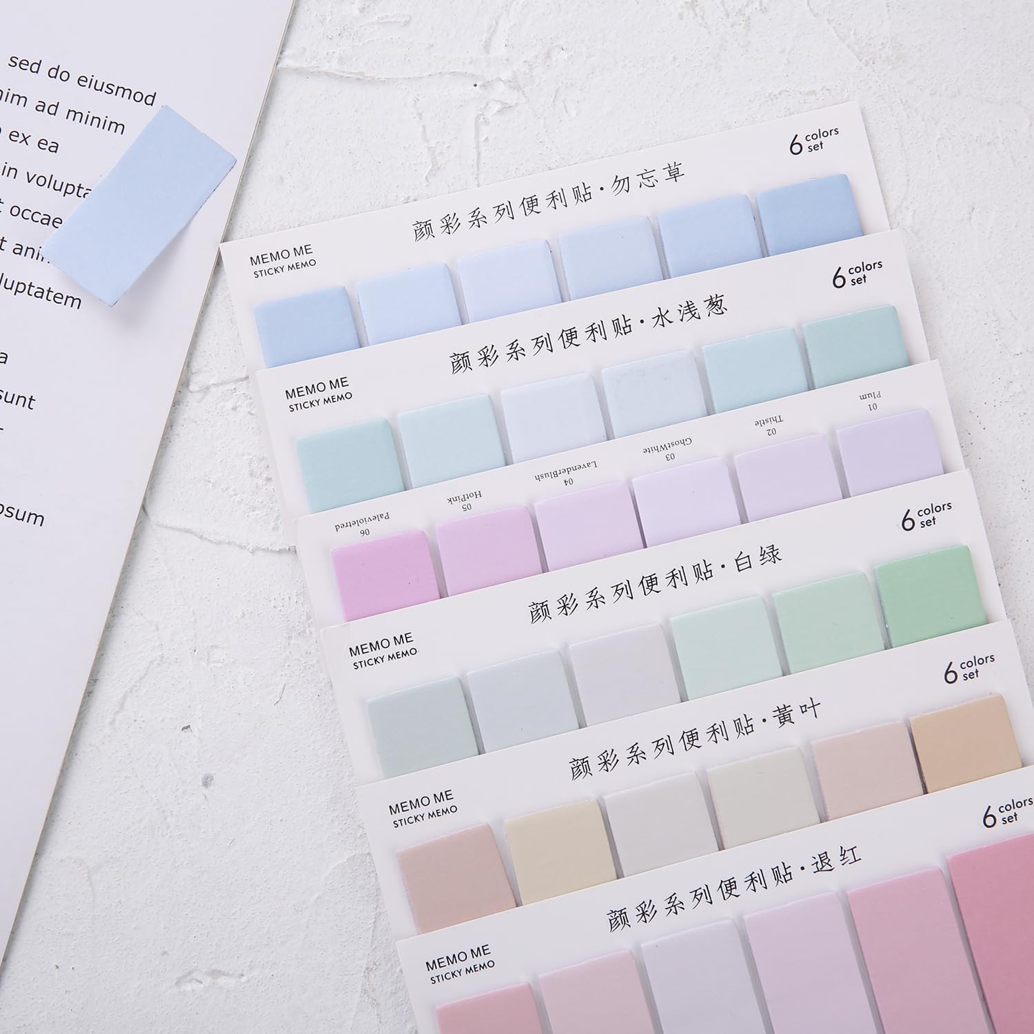 720 hojas de pestañas adhesivas pastel, pestañas de índice de tiras degradadas para anotar libros, pestañas de libro multicolor grabables y