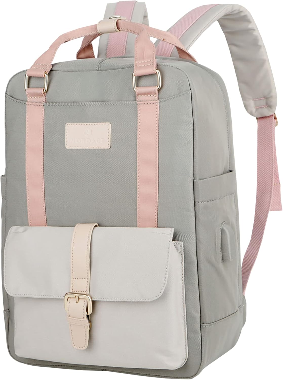 Nordace Eclat – Mochila ligera para laptop con puerto de carga USB para uso diario, viaje o trabajo, 15.6 pulgadas, Gris, Mochilas de viaje