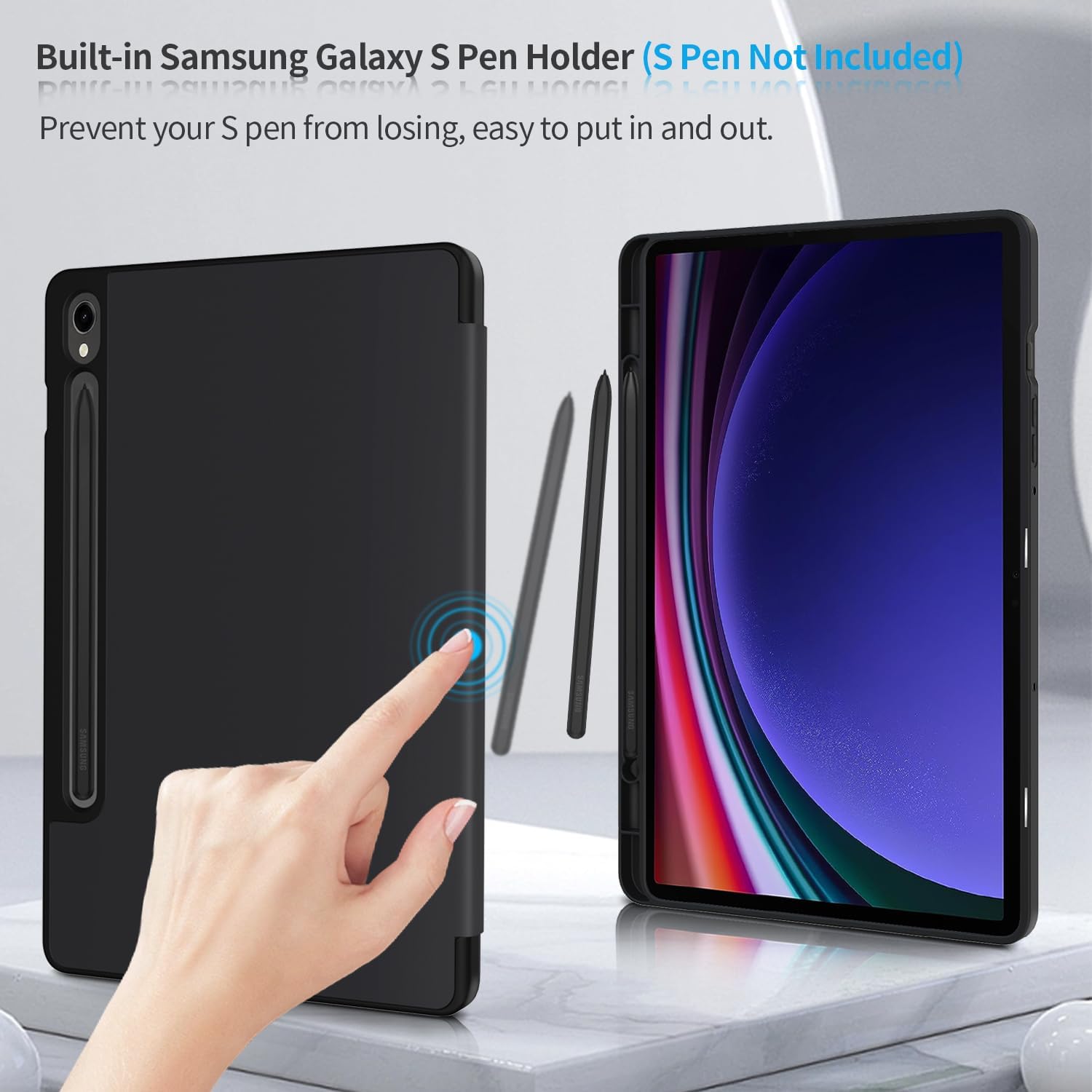 ProtUTab Funda para Samsung Tab S9 de 11 pulgadas 2023 con soporte para bolígrafo S, función de encendido y apagado automático con triple función