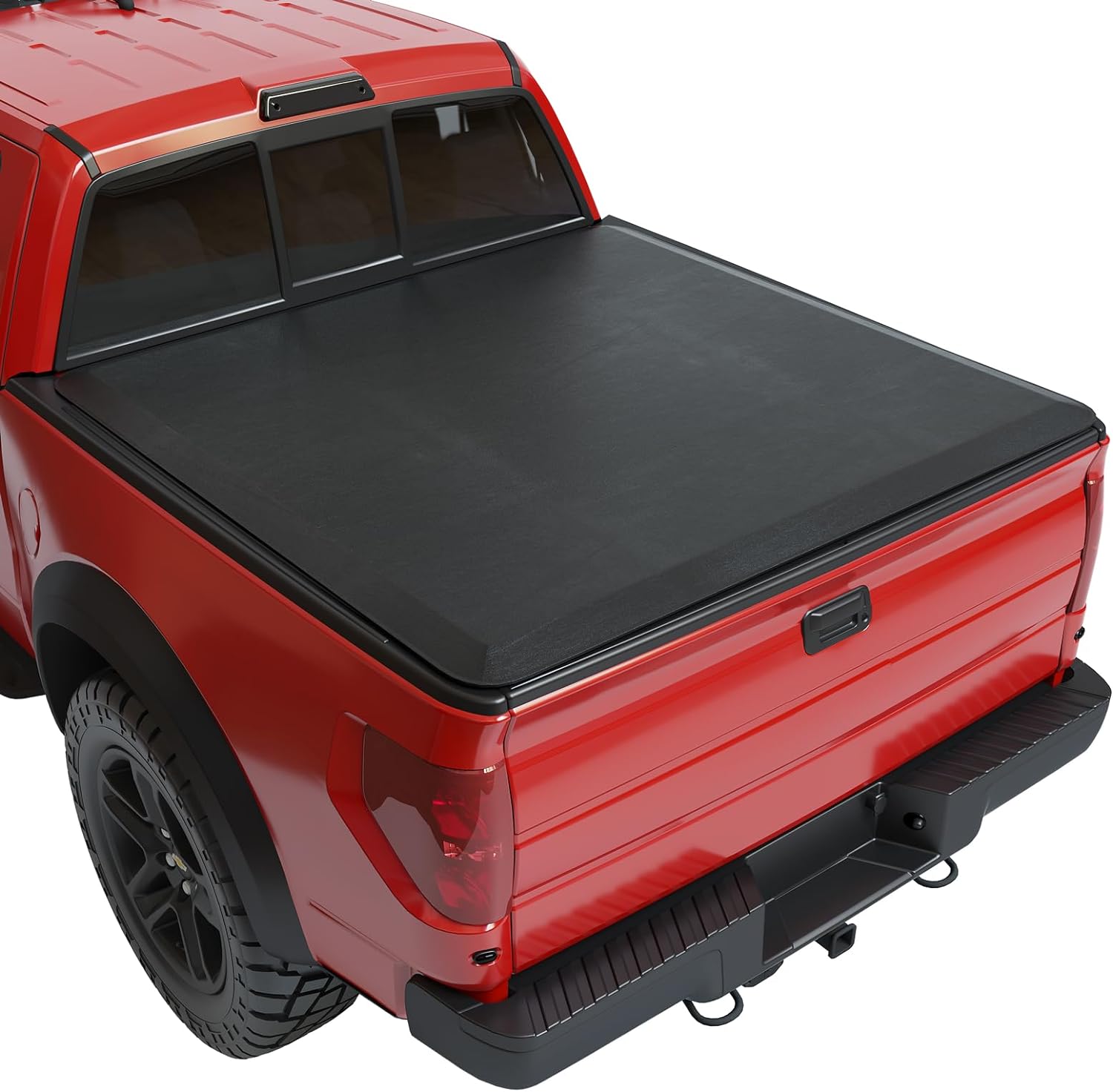 Cubierta Tonneau para caja de camioneta plegable cuádruple compatible con Ford F-150 2015-2023, cuatro fundas plegables para Ford F150 2015 2016