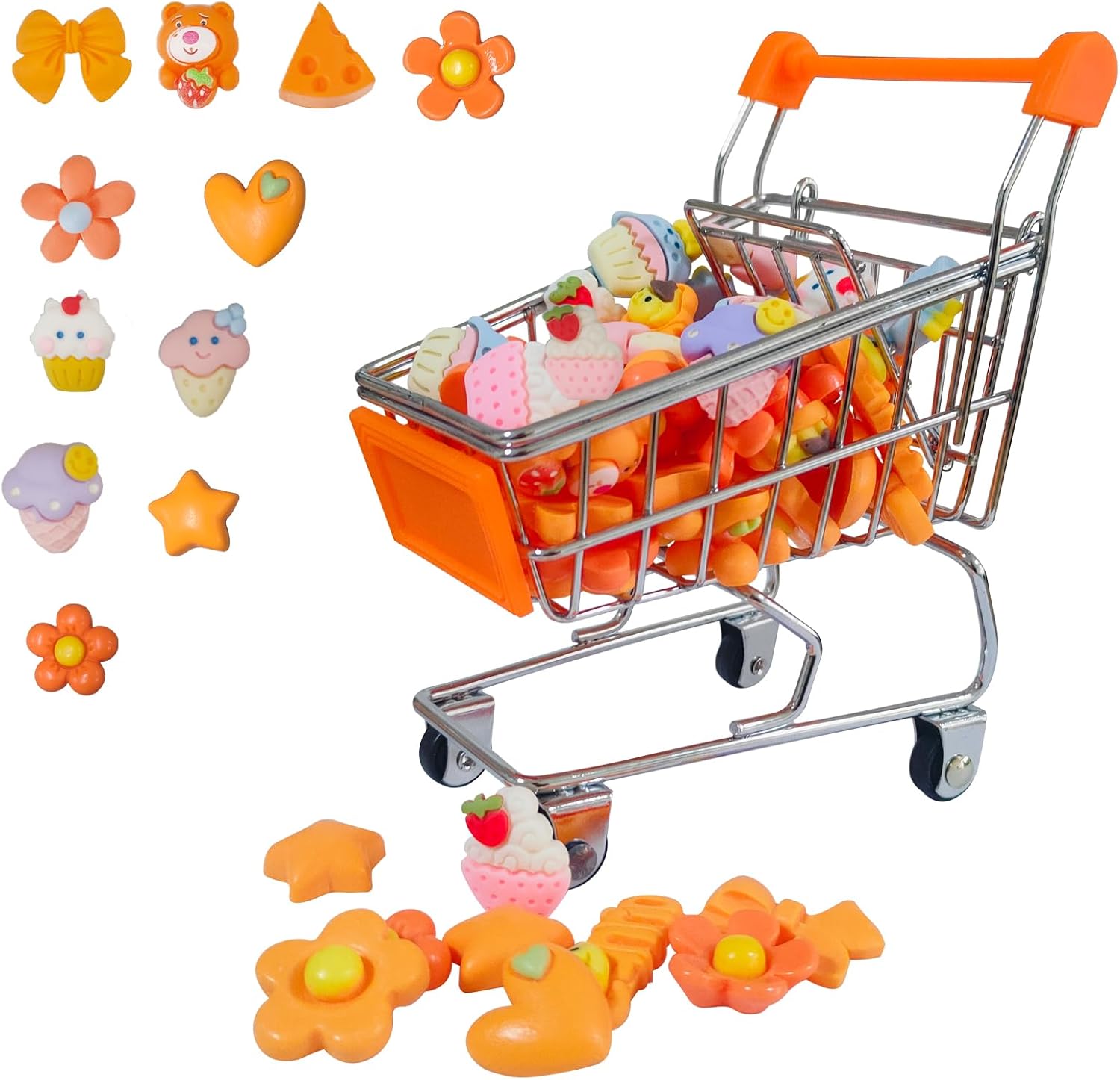 Mini carrito de compras para niños pequeños, se aplica a los suministros escolares y accesorios para niños, mini juguetes de comida para juegos
