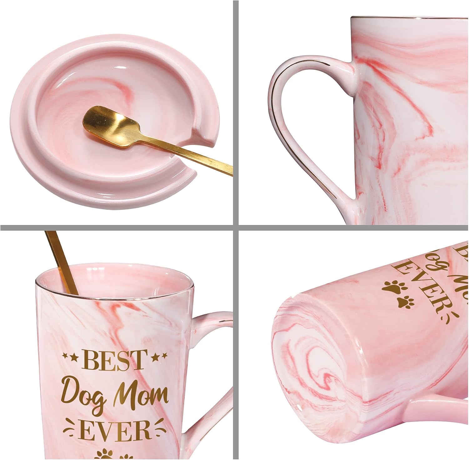 RosieLily Best Dog Mom Ever – Tazas de café para mujeres, divertidas tazas de cerámica con diseño de mármol, regalos de cumpleaños para amantes de