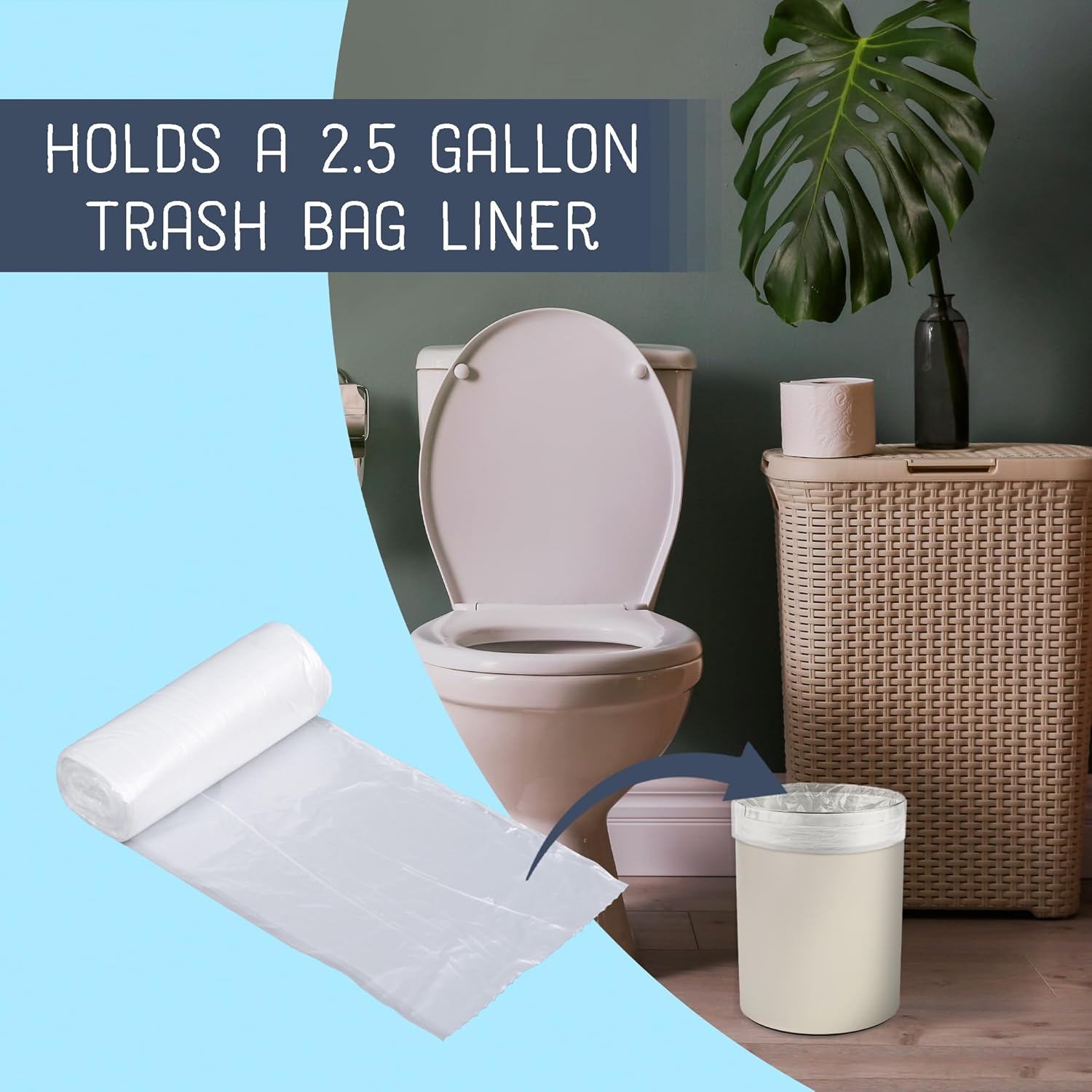 Cubo de basura redondo para baño, papelera y cubo de pañuelos, organizador de accesorios a juego, juego de 2, color blanco