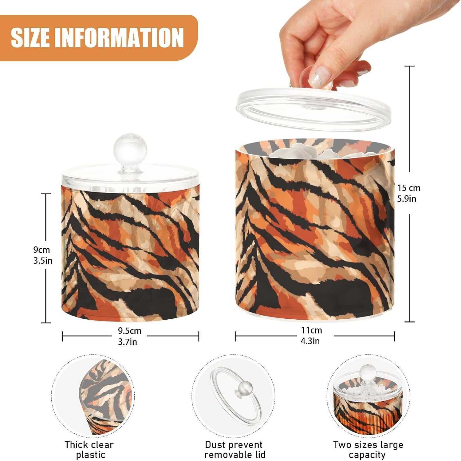 Zebra Tiger Stripes Jars with Lids Canister Jar Bathroom Containers Small Jars Cotton Round Holder for Dorm Room Essentials for College Students