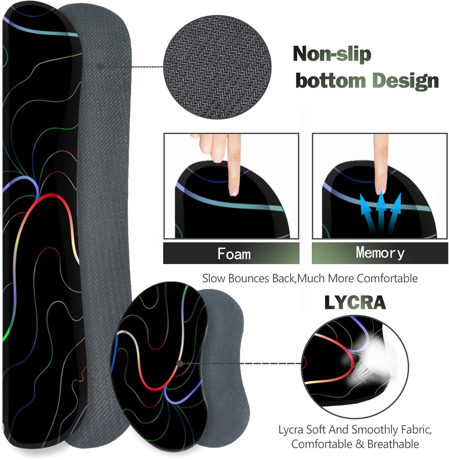 ARTSO Juego de soporte de muñeca para videojuegos, alfombrilla de escritorio grande XXL + soporte de muñeca para teclado + reposamuñecas para mouse