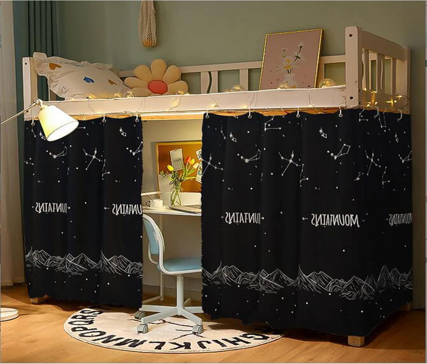 Navhao 2 paneles, cortinas de litera inferior, de tela, para estudiantes, cortinas de sombreado para cama individual, 45.3 x 78.7 pulgadas