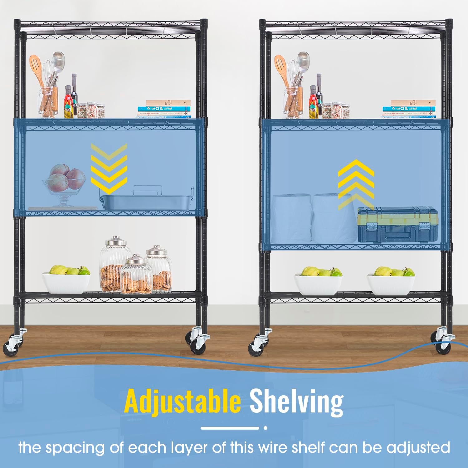 PayLessHere Estantería ajustable de 4 niveles, estante de almacenamiento resistente, organizador de alambre (capacidad de carga de 350 libras por