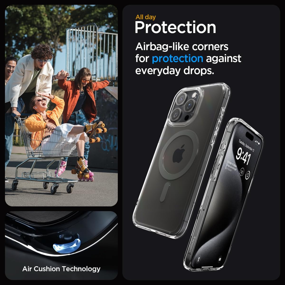 Spigen MagFit – Funda magnética ultra híbrida diseñada para iPhone 15 Pro, antiamarilleo protección de grado militar compatible con MagSafe (2023),