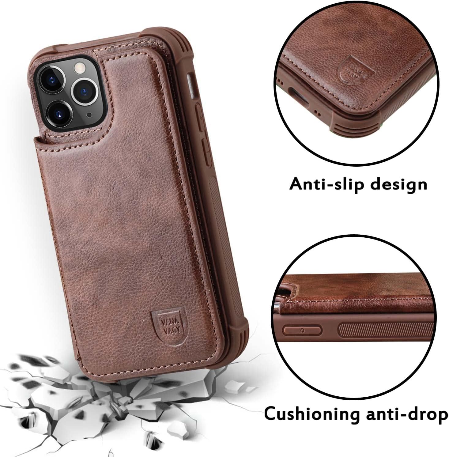 VANAVAGY Funda tipo cartera para iPhone 13 Pro Max para mujeres y hombres, funda de cuero con tapa para teléfono compatible con soporte magnético