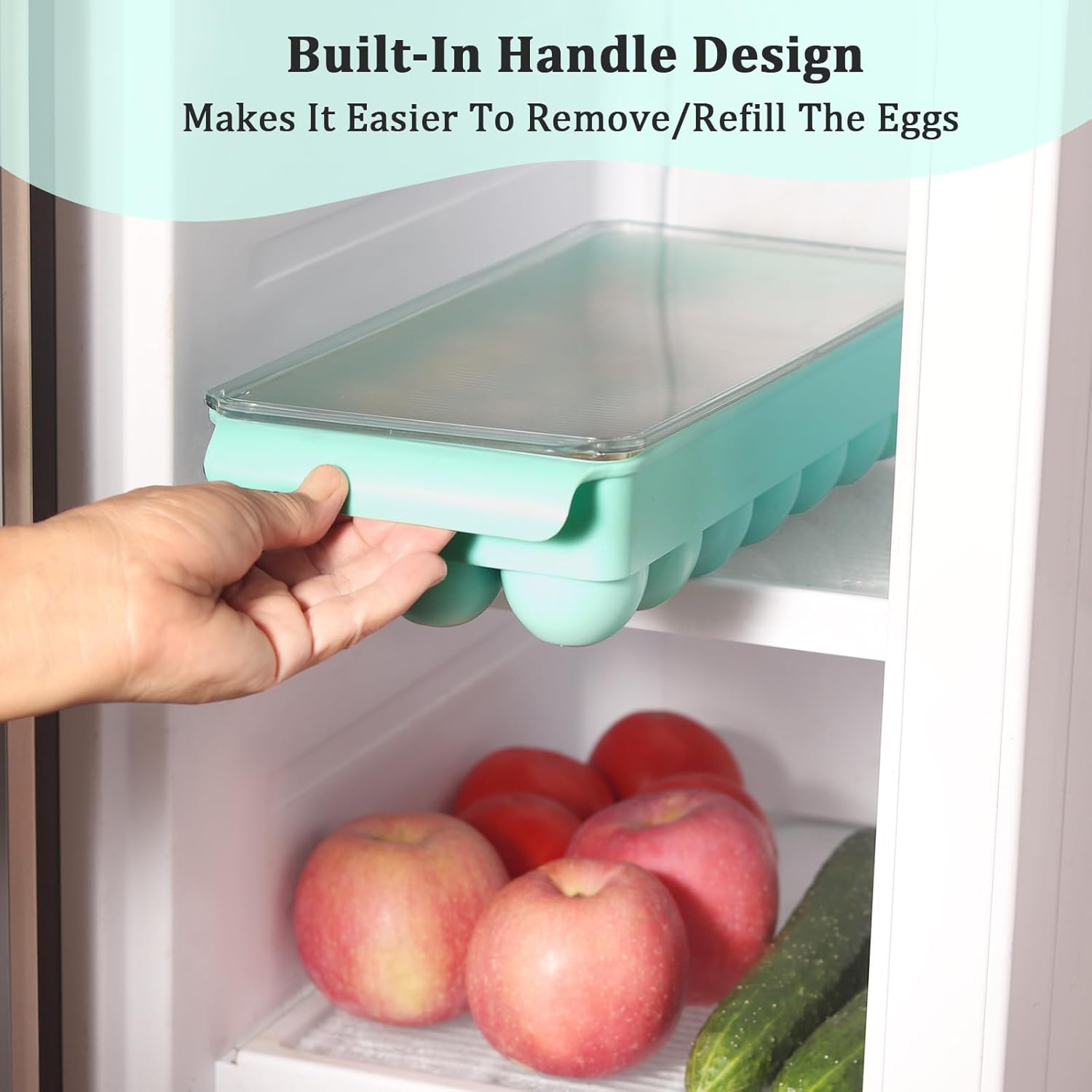 CherHome Contenedor de huevos para refrigerador, soporte de huevos de plástico, 21 unidades, contenedor de almacenamiento de huevos, organizador de