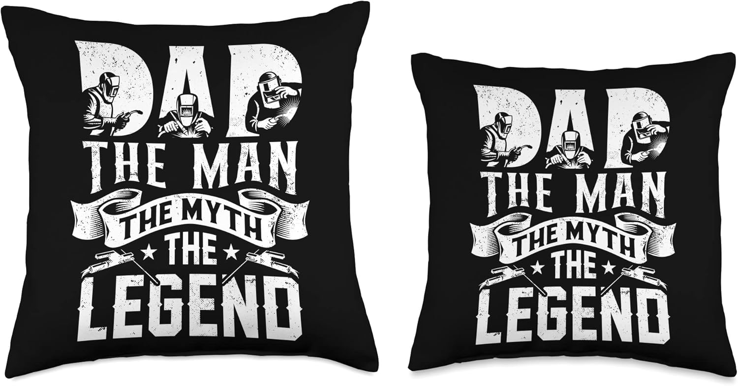 Welder Dad The Man Myth Legend Flame Metalsmith Fabricator Throw Pillow