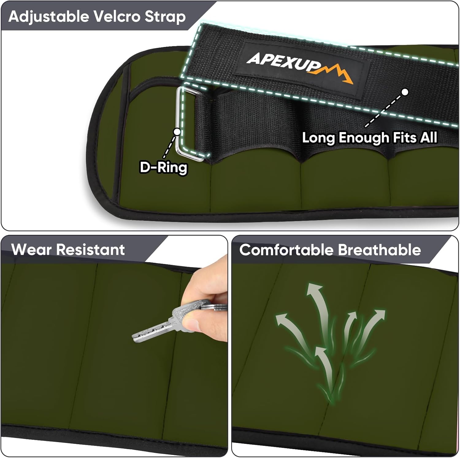 APEXUP 10 libraspar de pesas de tobillo ajustables para mujeres y hombres, correas de peso modularizadas para piernas para yoga, caminar, correr,