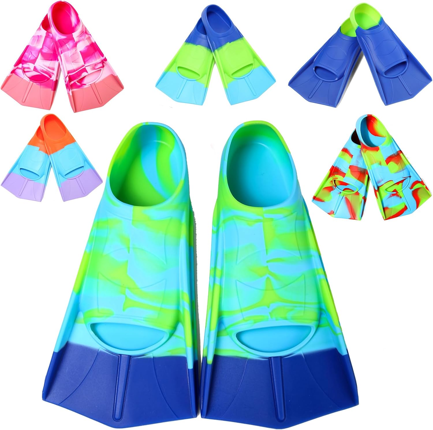 Aletas de natación para niños, aletas cortas para nadar y entrenar para niños, niñas, niños