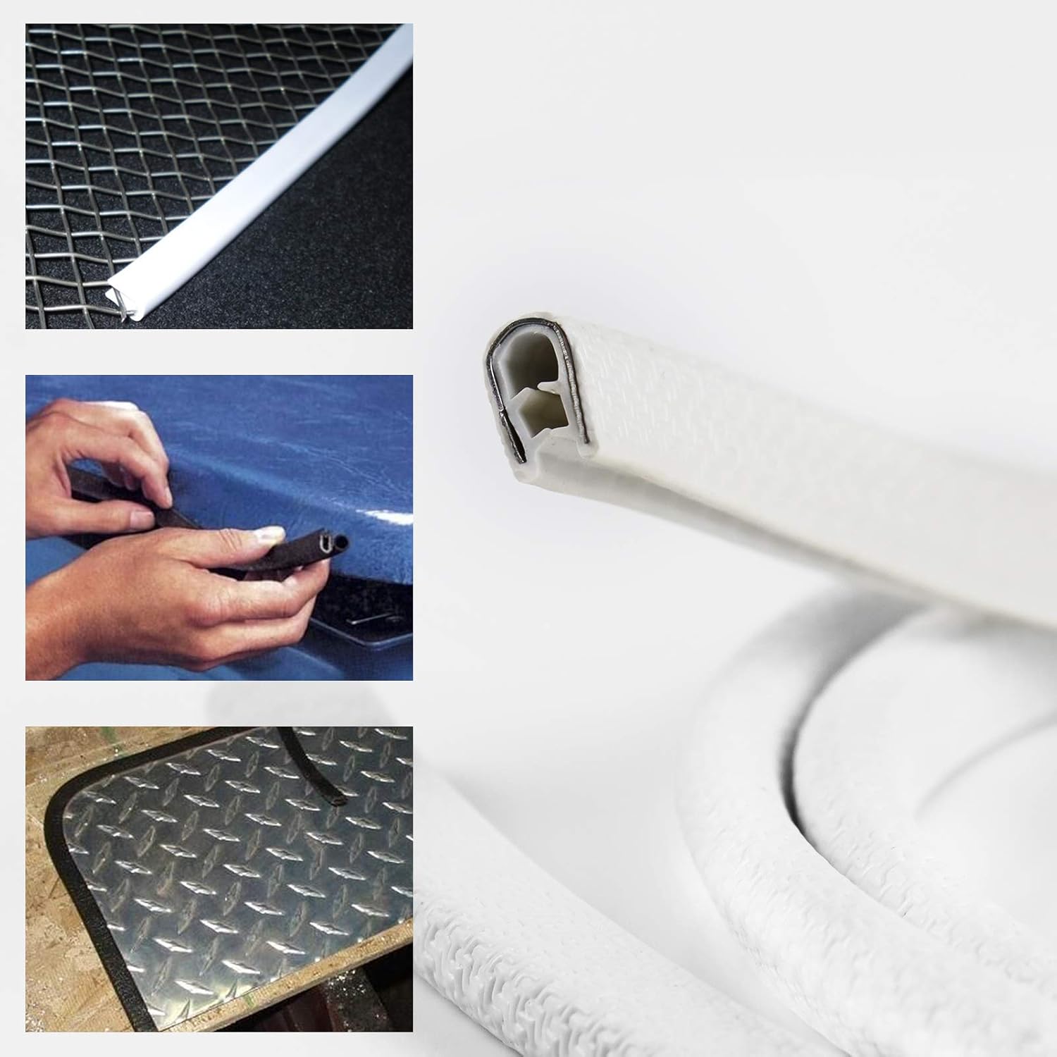 Tira de borde de sello en forma de U de 38 x 12 pulgadas con espacio de ajuste de metal de 364 a 14 pulgadas, PVC EPDM, protector fuerte pero