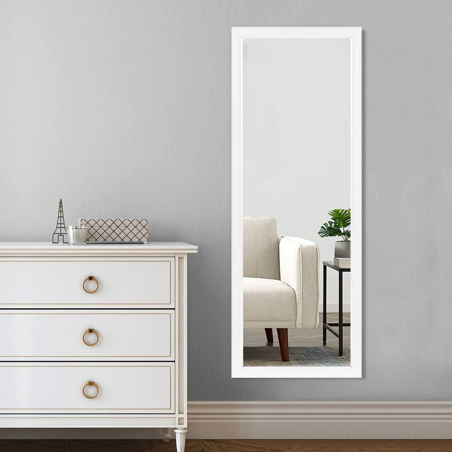 MIRUO Full Length Mirror Decor Wall Mounted Mirror Floor Mirror Dressing Mirror Make Up Mirror BathroomBedroomLiving RoomDining RoomEntry, White,