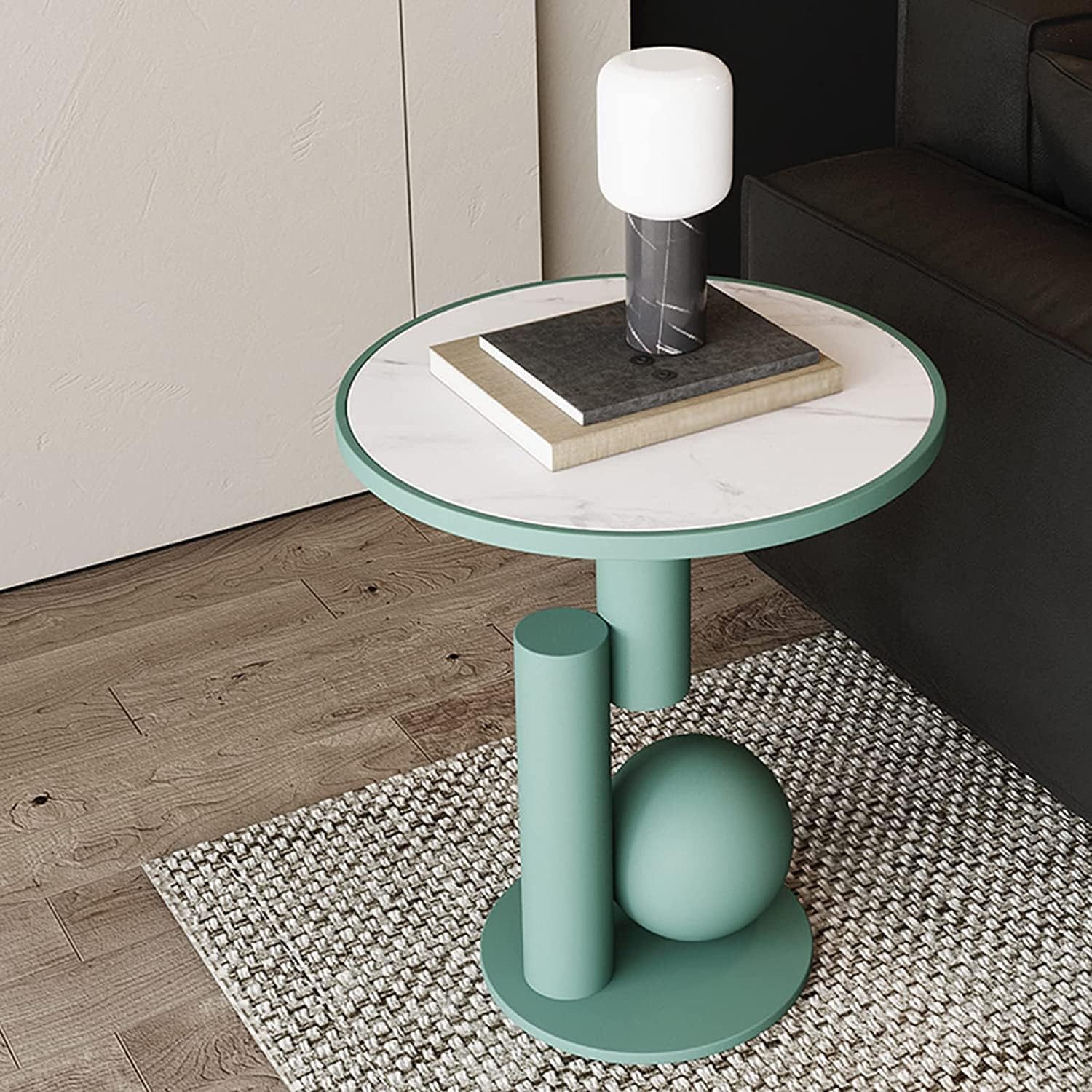Mesa de Centro Mesa de centro creativa de pizarra de 21.7 pulgadas de altura, mesa auxiliar para sofá, marco de metal, moderna y minimalista, mesita