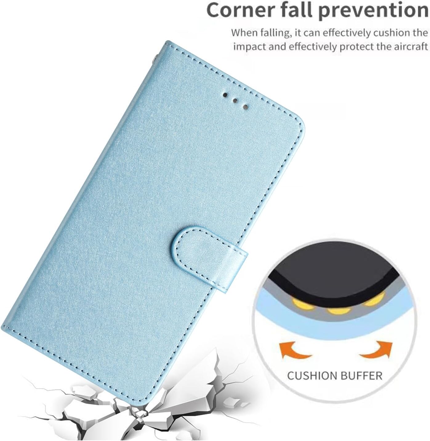 Compatible with Honor X7 Leather Case, Wallet Flip Case Book Design with Magnetic Closure Kickstand Card Slots Folio Cover -Blue