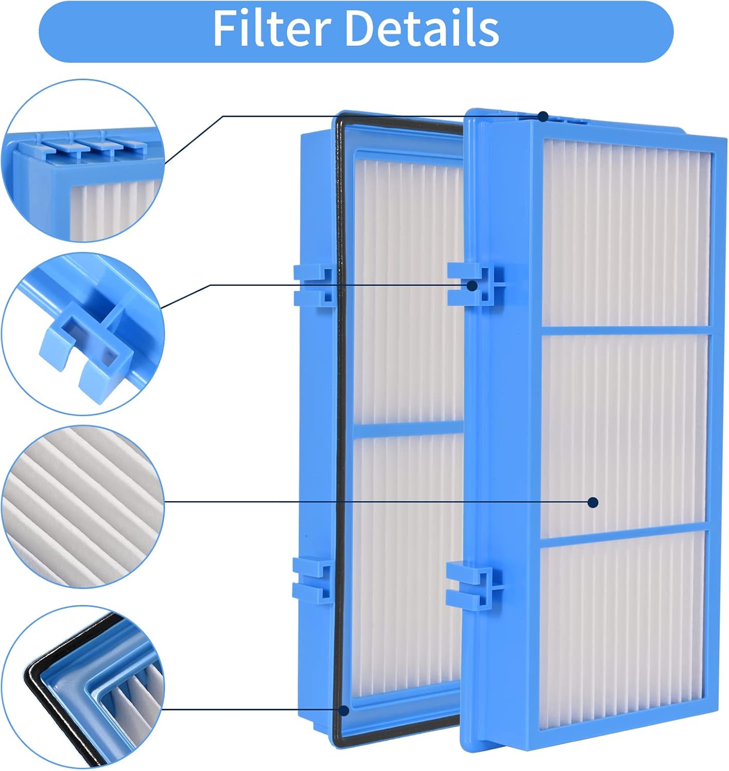 Paquete de 8 filtros de repuesto para purificador de aire Holmes AER1 limpieza total de aire (2 filtros de aire HEPA + 6 filtros de refuerzo de