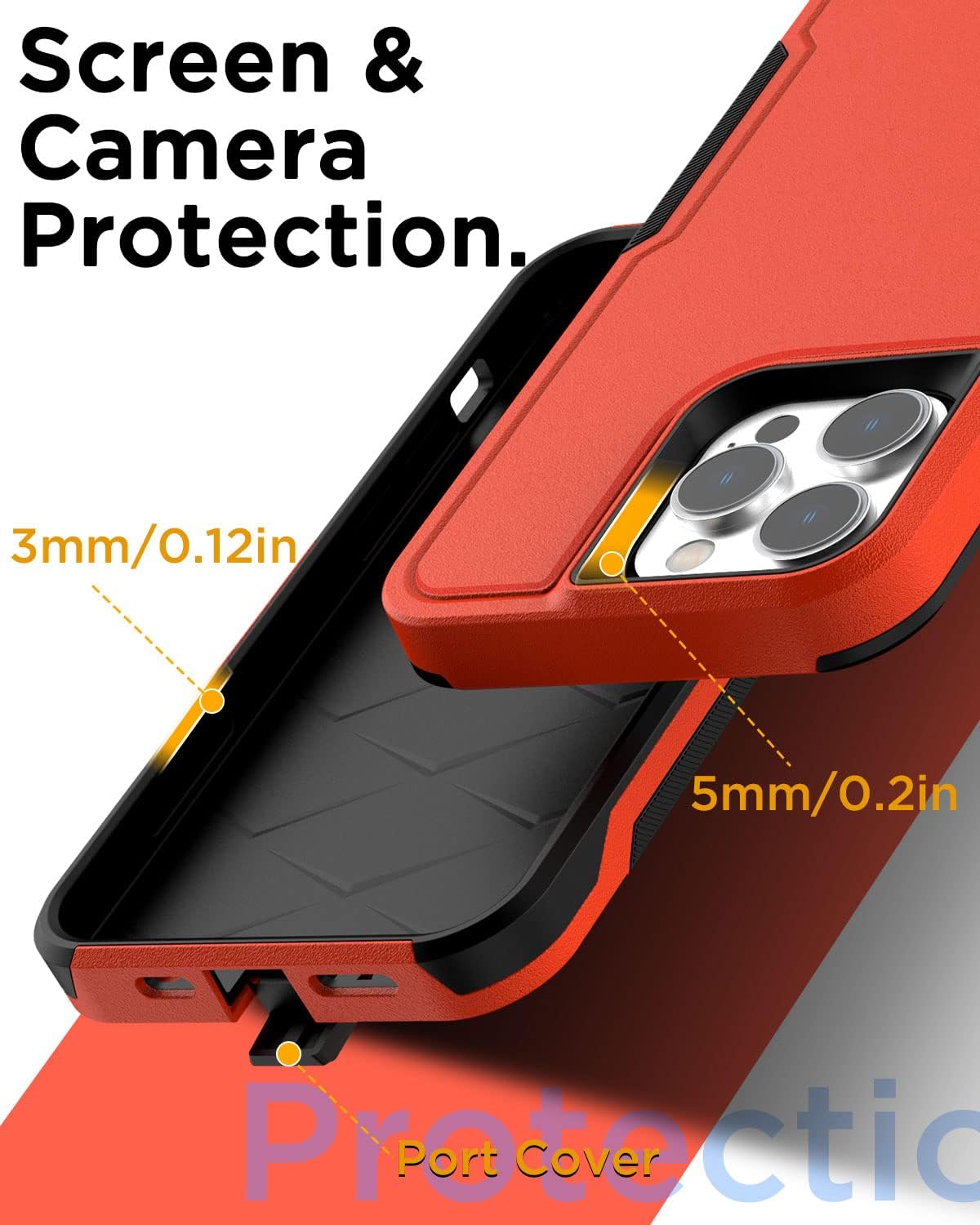 AICase Funda para iPhone 15 Pro con protector de pantalla de vidrio + lente de cámara, resistente protección contra caídas, cuerpo completo,