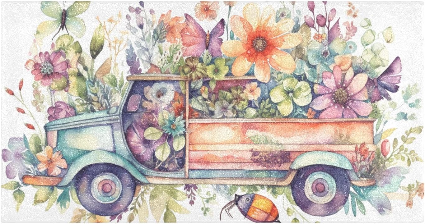 Joisal Alfombra romántica de baño con resorte de mariposa para camión, lavable a máquina, alfombra absorbente con respaldo de goma, 39 x 20 pulgadas