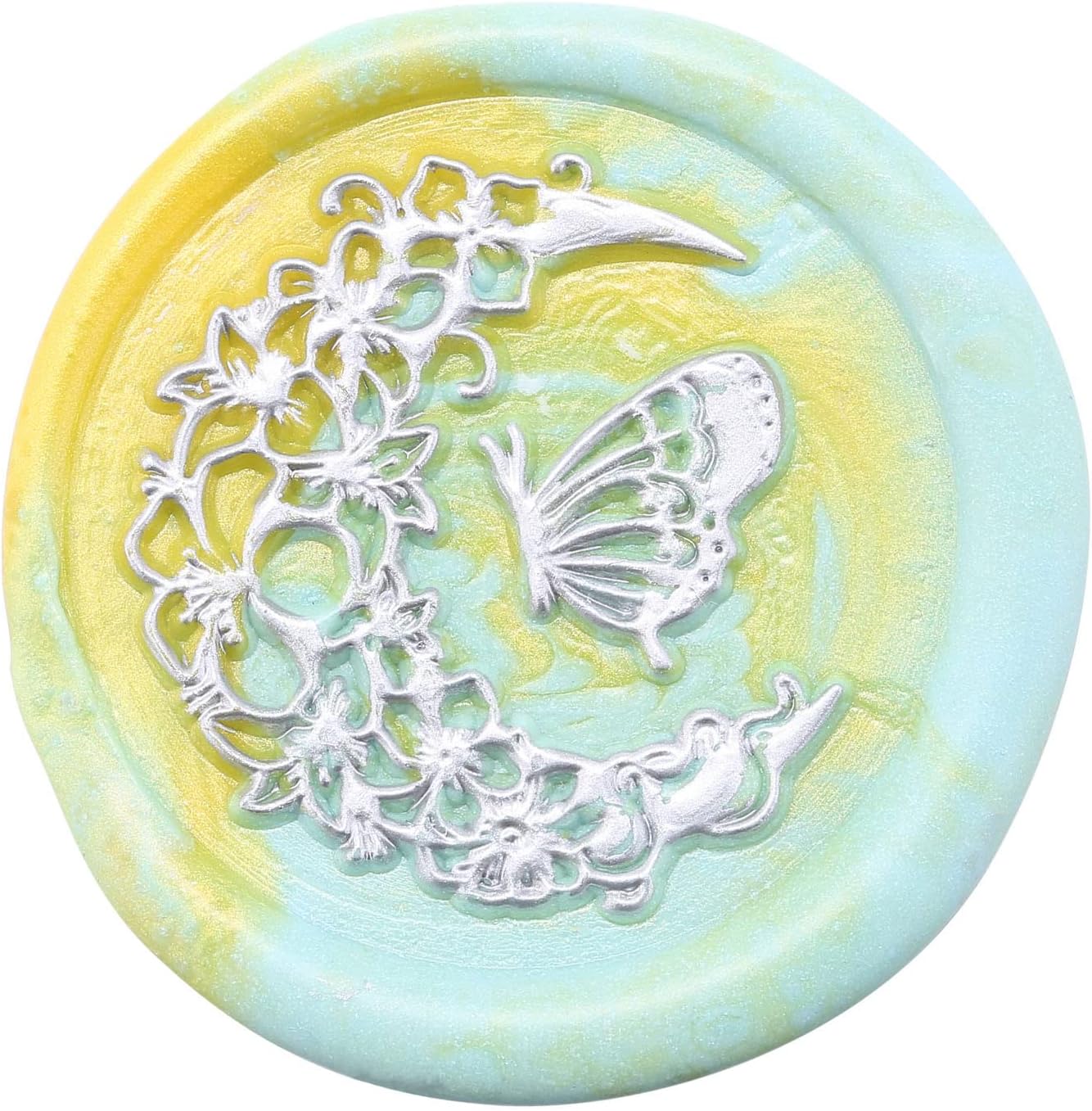 Yopyion – Sello de sello de cera con diseño de luna y mariposa, para cartas de boda, invitaciones, sobres, embalaje de regalo