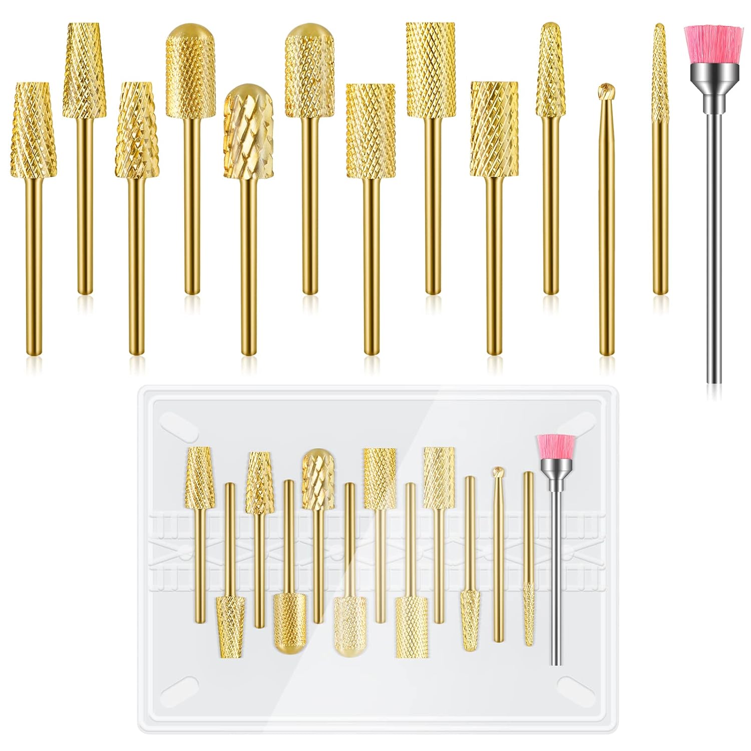 Depvko Juego de 13 brocas de carburo de tungsteno para uñas, brocas de cutícula para uñas acrílicas, para manicura, pedicura, salón de belleza en