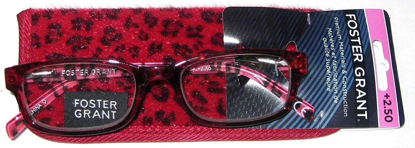 Foster Grant Adalia Win – Gafas de lectura con estampado animal para mujer con estuche +1.50