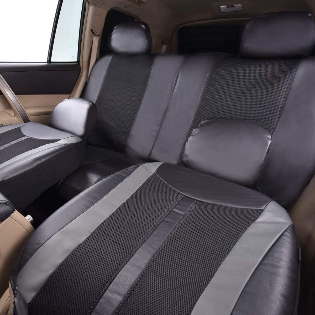 Flying Banner – Fundas de asiento universales para automóvil, PU y malla transpirable, compatible con bolsa de aire