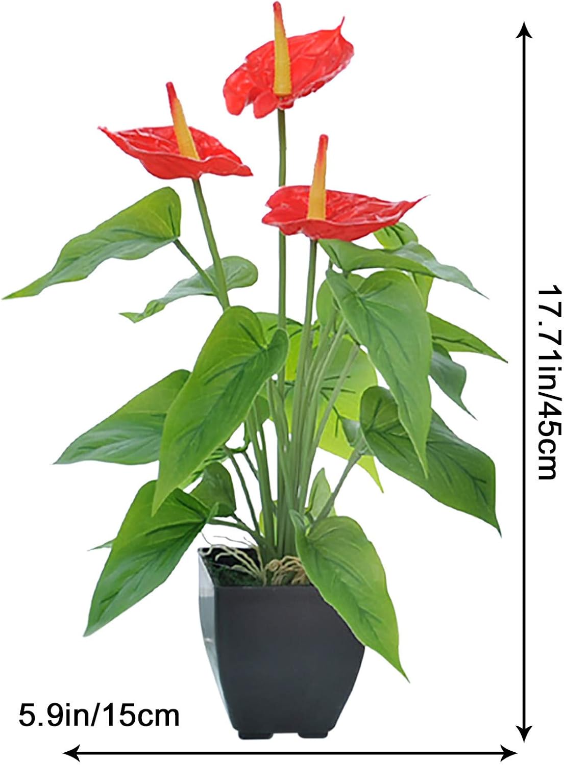 Plantas falsas de iris artificiales con jarrón, flores sintéticas para exteriores, bonsái roja, flor verde cala, flores artificiales para macetas de