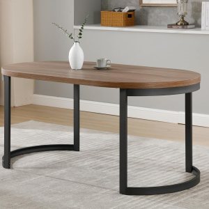 Mesa de comedor redonda moderna de mediados de siglo para 4-6 personas, mesa de cocina y comedor curvada de madera maciza de 63 pulgadas, mesa de Mesa de comedor redonda moderna de mediados de siglo para 4-6 personas, mesa de cocina y comedor curvada de madera maciza de 63 pulgadas, mesa de