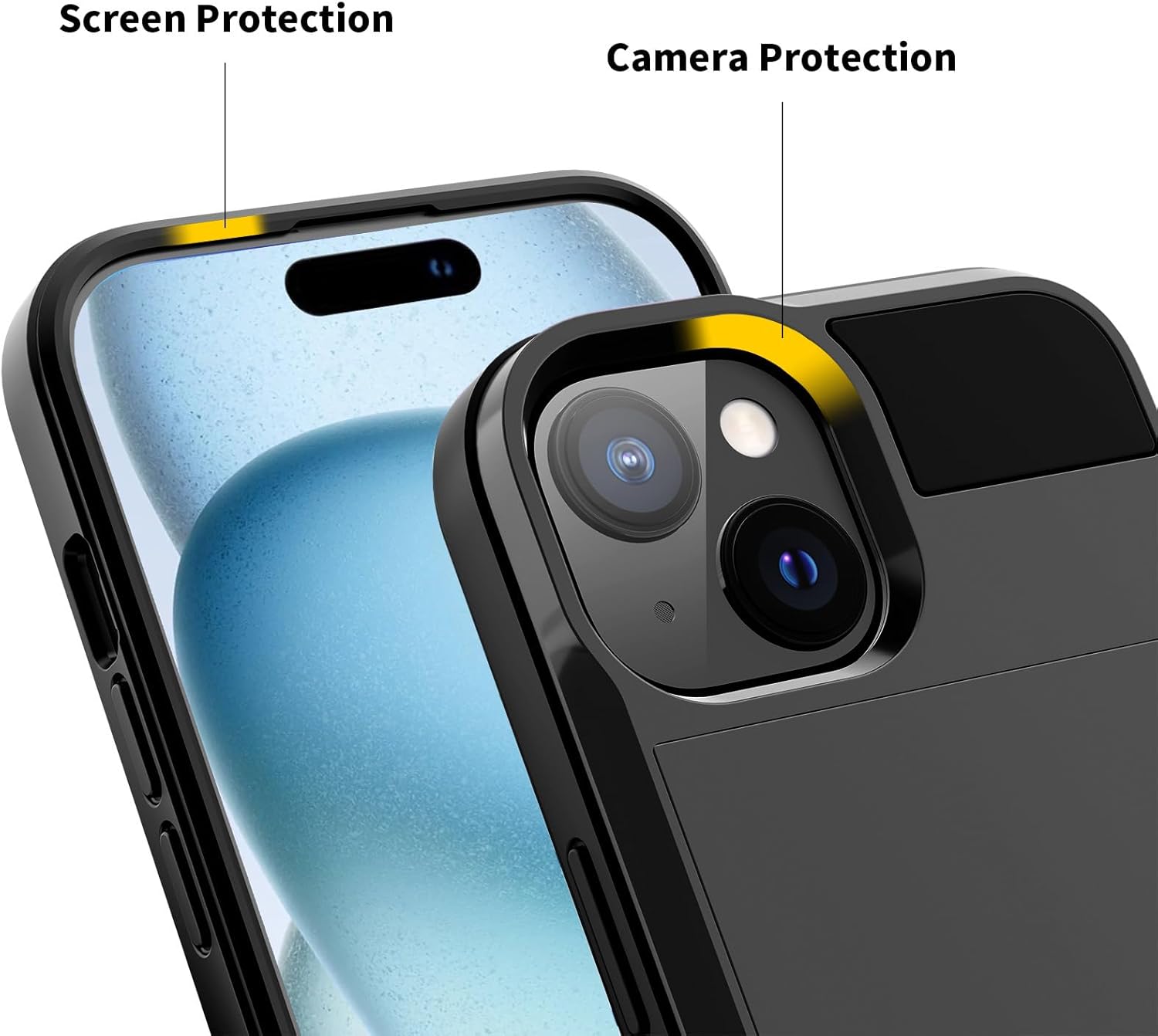 Funda protectora para iPhone 15 para iPhone 15, funda protectora para teléfono para mujeres y hombres, resistente a los golpes, antiarañazos, ranura