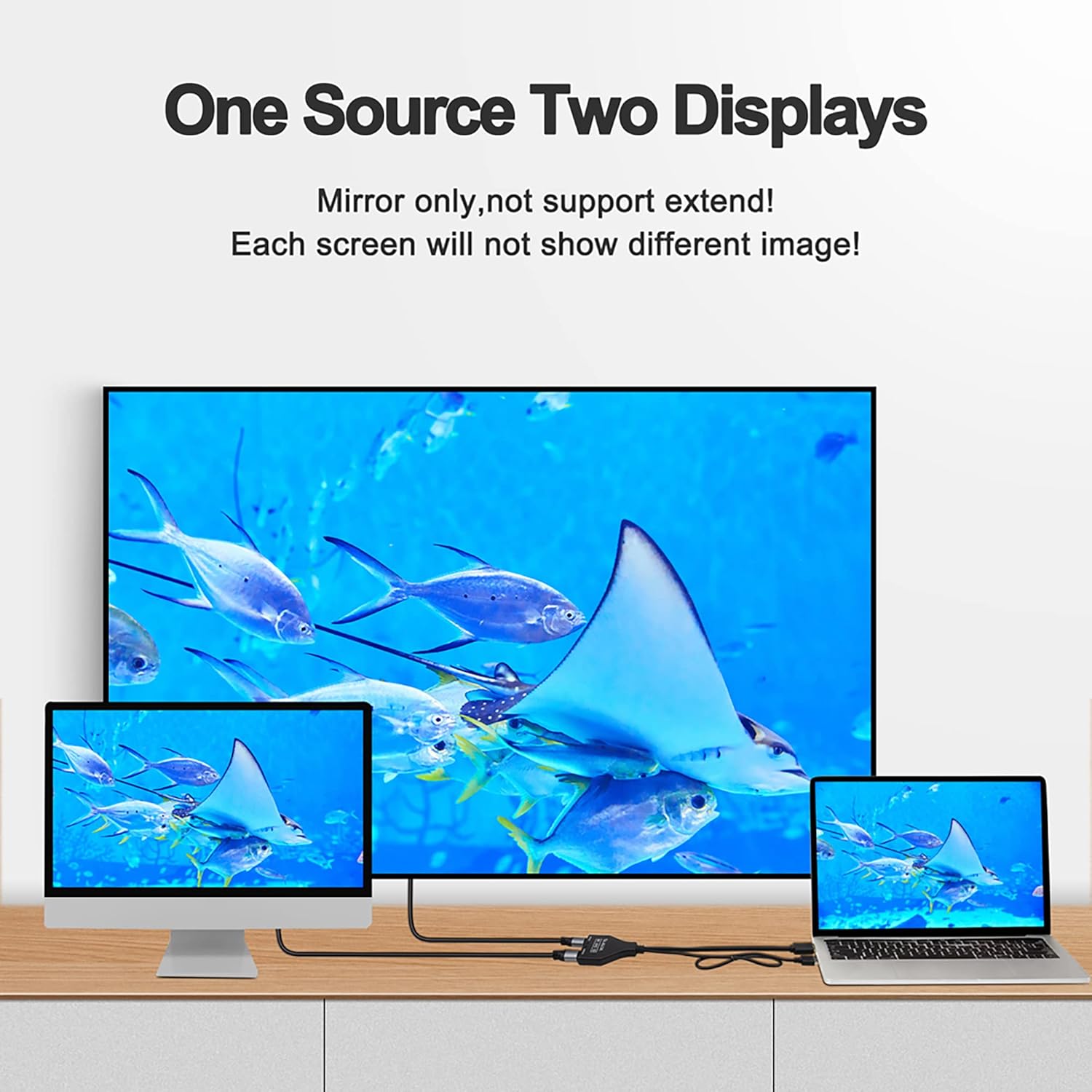TOYAYAYO Divisor HDMI 1 en 2 salidas, deje que un puerto HDMI asigne dos puertos HDMI Divisores de audio y video HD, LED, LCD, TV, soporte dos