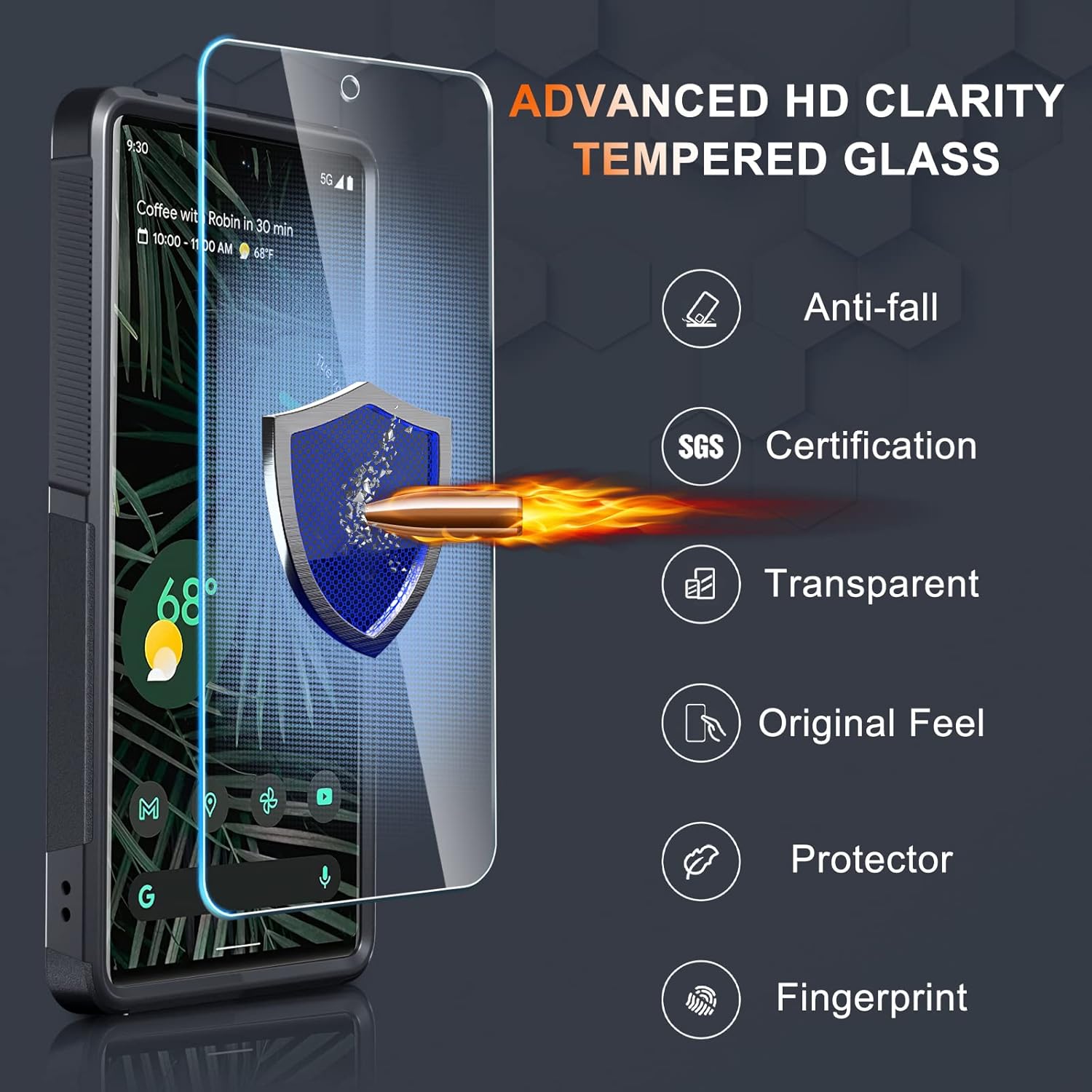 Funda para Google Pixel 7A, cuerpo completo, resistente, a prueba de golpes, con correa de cordón, protector de pantalla de vidrio templado y