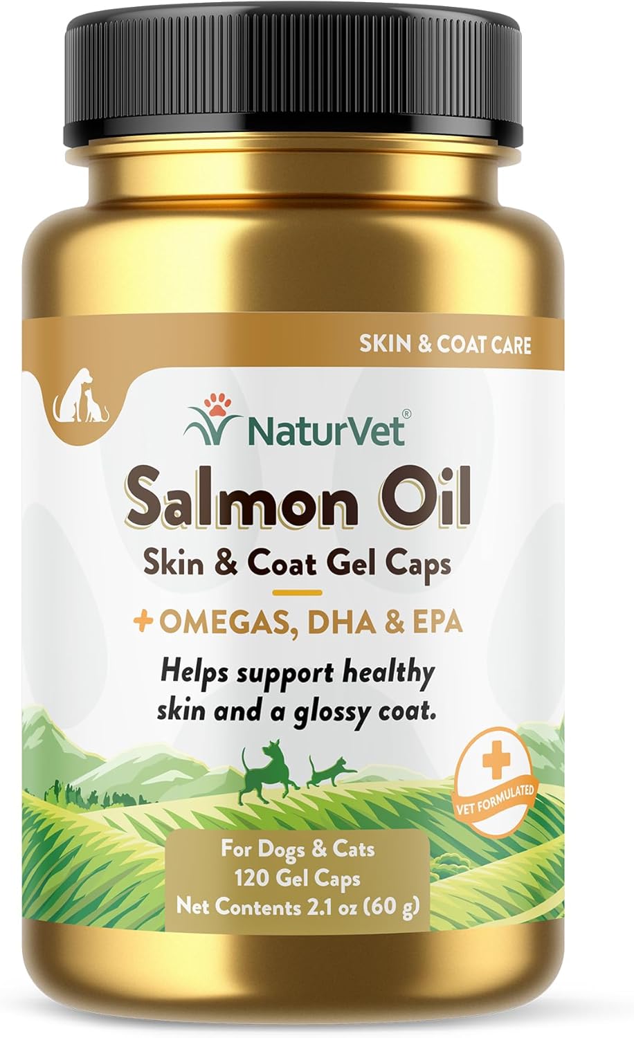 NaturVet Suplemento para mascotas con aceite de salmón para una piel sana, abrigos brillantes  Suplemento para la piel del perro, suplemento para la