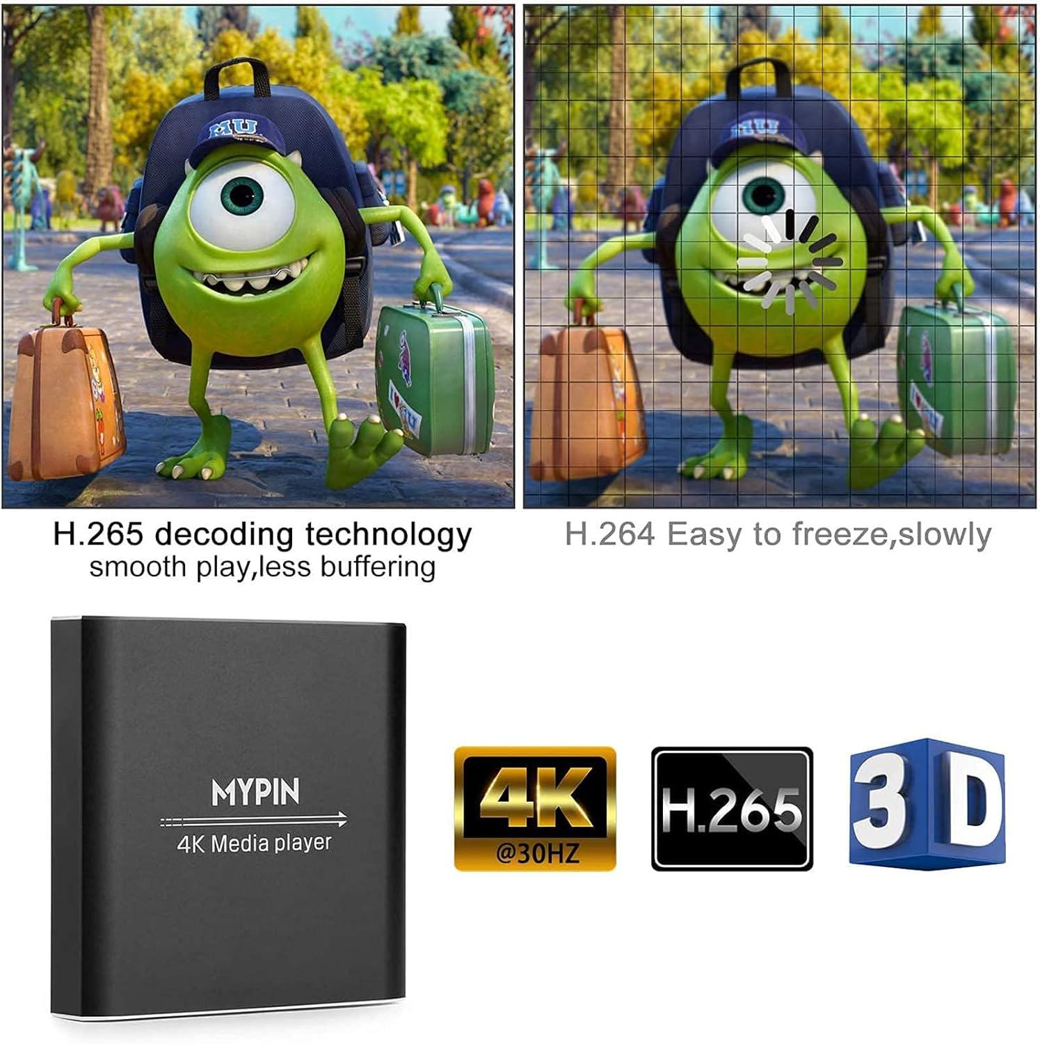 Reproductor multimedia 4K con control remoto 2X, reproductor de MP4 digital para disco duro de 8 TBunidad USBtarjeta TFH.265 MP4 PPT MKV AVI