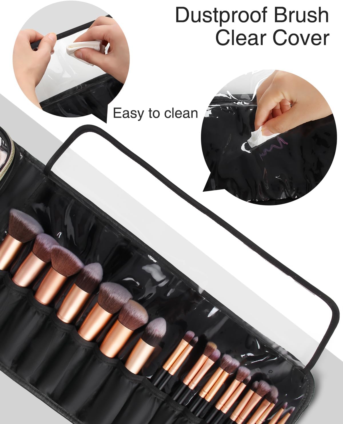Relavel Estuche para brochas de maquillaje, estuche para brochas de maquillaje, organizador de bolsa de cosméticos, organizador de viaje portátil